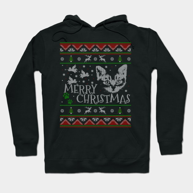 Cute American Shorthair Christmas Cat Tree and Raindeers - American Shorthair Christmas Cat Hoodie by giftideas